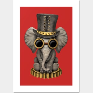 Steampunk Baby Elephant Cub Posters and Art